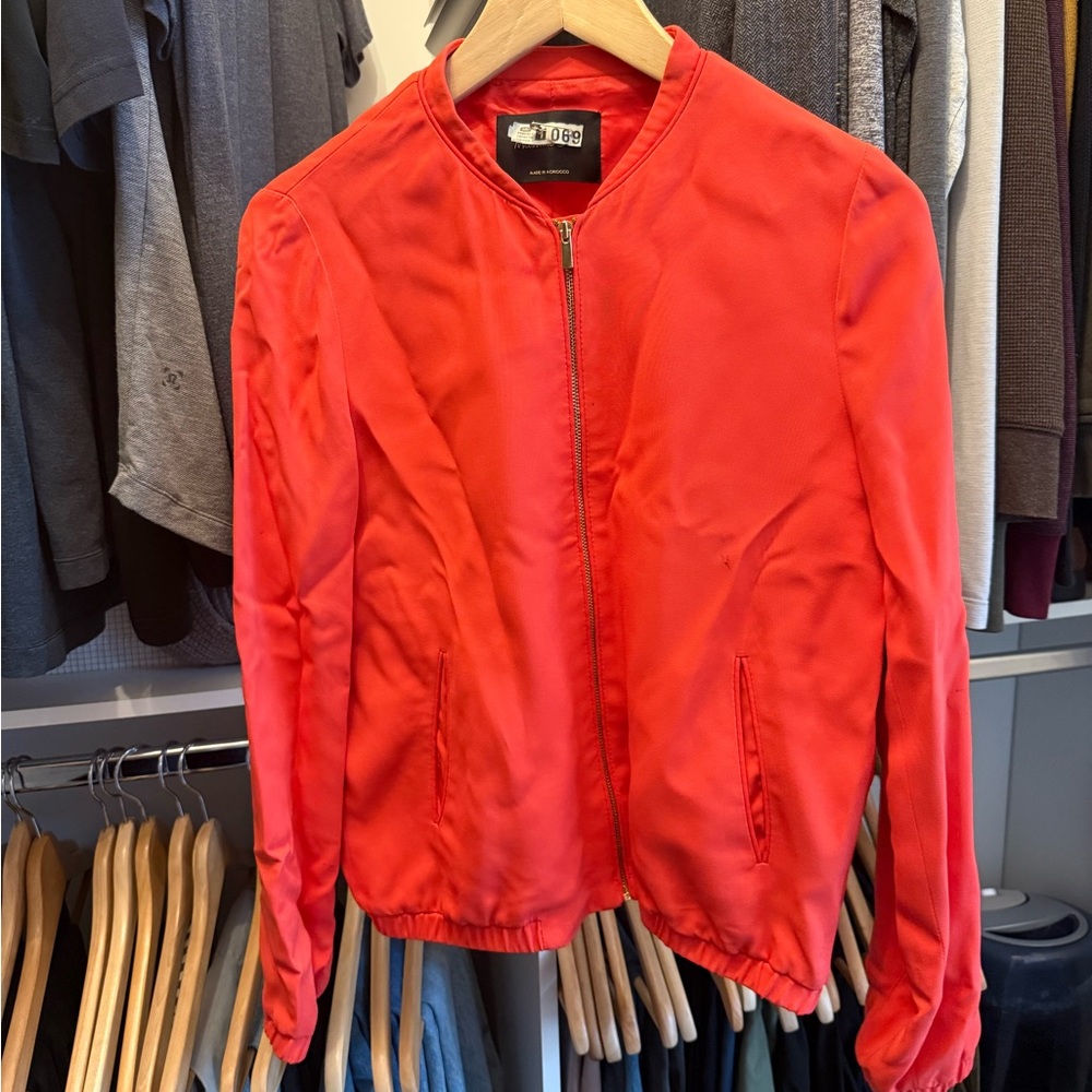 Massimo Dutti Bright Red Bomber Jacket